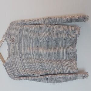 Mother The Big Easy Distressed Destroyed Sweatshirt Gray Striped Size Medium